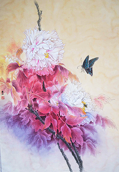 姚霁月作品5 工笔画《素衣舞春风》52cmX77cm 2018年